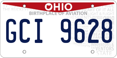 OH license plate GCI9628