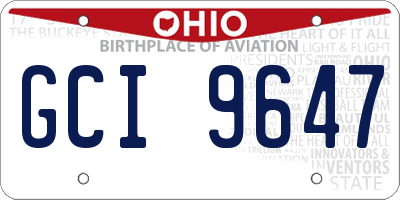 OH license plate GCI9647