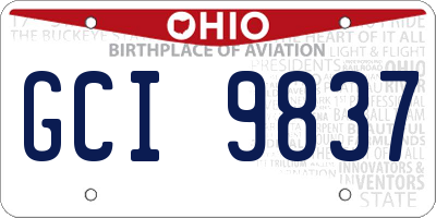 OH license plate GCI9837