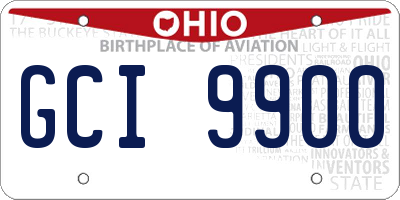 OH license plate GCI9900
