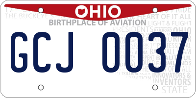OH license plate GCJ0037