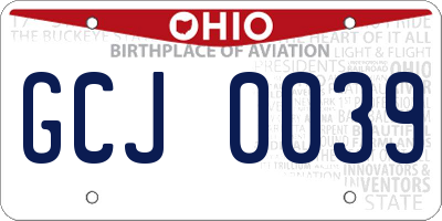 OH license plate GCJ0039