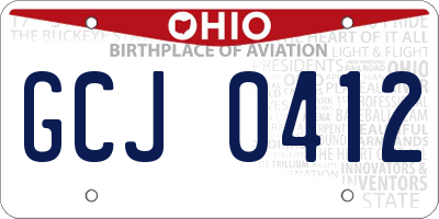 OH license plate GCJ0412