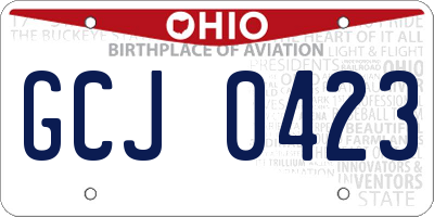 OH license plate GCJ0423