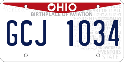 OH license plate GCJ1034