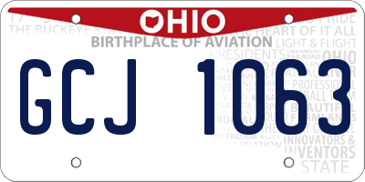 OH license plate GCJ1063