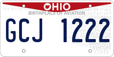 OH license plate GCJ1222