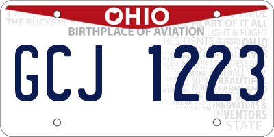 OH license plate GCJ1223