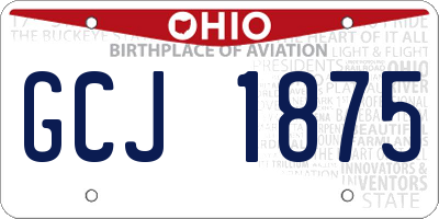 OH license plate GCJ1875
