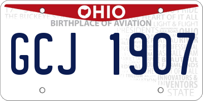 OH license plate GCJ1907