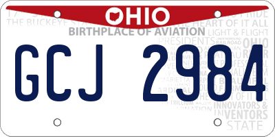 OH license plate GCJ2984