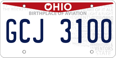 OH license plate GCJ3100