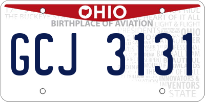 OH license plate GCJ3131