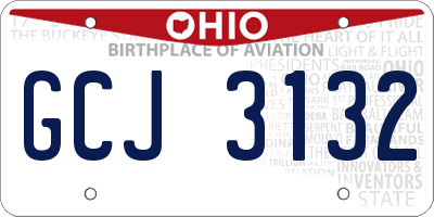 OH license plate GCJ3132