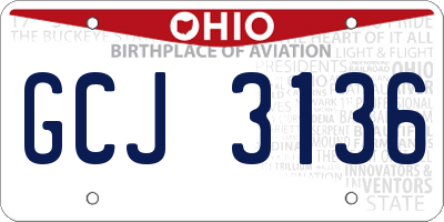 OH license plate GCJ3136