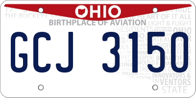 OH license plate GCJ3150