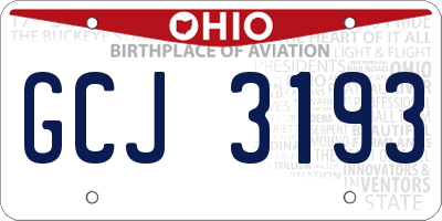 OH license plate GCJ3193