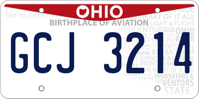 OH license plate GCJ3214