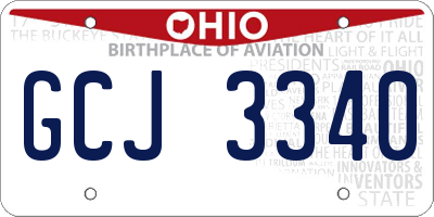OH license plate GCJ3340