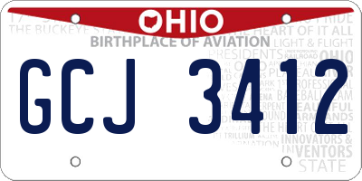 OH license plate GCJ3412