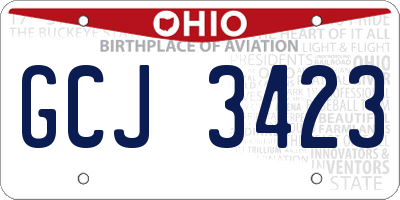 OH license plate GCJ3423