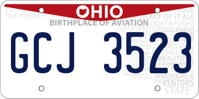 OH license plate GCJ3523