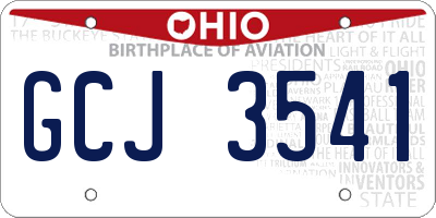 OH license plate GCJ3541