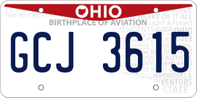 OH license plate GCJ3615