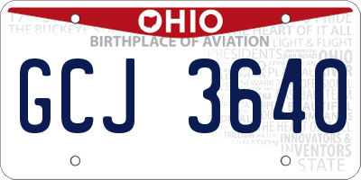 OH license plate GCJ3640