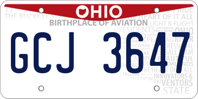 OH license plate GCJ3647