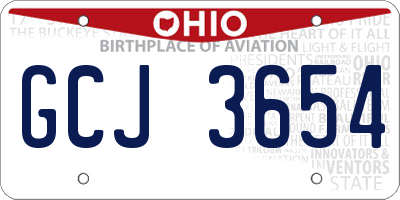 OH license plate GCJ3654