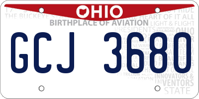 OH license plate GCJ3680