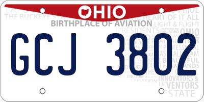 OH license plate GCJ3802