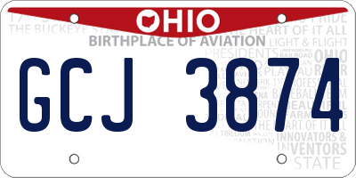 OH license plate GCJ3874