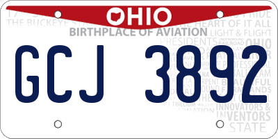 OH license plate GCJ3892
