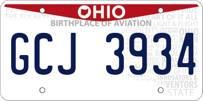 OH license plate GCJ3934