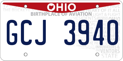 OH license plate GCJ3940
