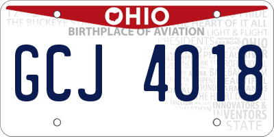 OH license plate GCJ4018