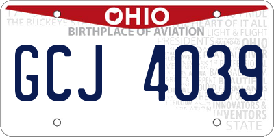 OH license plate GCJ4039