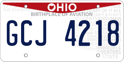OH license plate GCJ4218