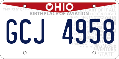 OH license plate GCJ4958