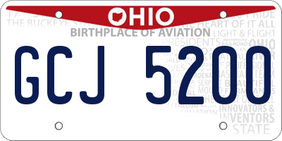 OH license plate GCJ5200
