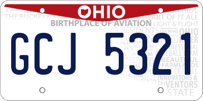 OH license plate GCJ5321