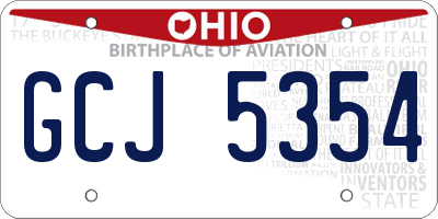 OH license plate GCJ5354