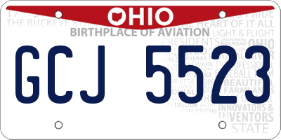 OH license plate GCJ5523