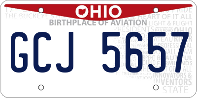OH license plate GCJ5657