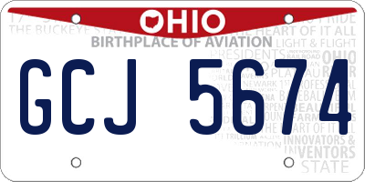 OH license plate GCJ5674
