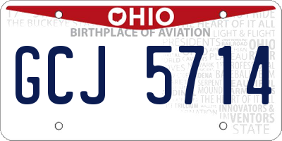 OH license plate GCJ5714