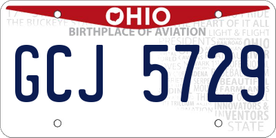 OH license plate GCJ5729