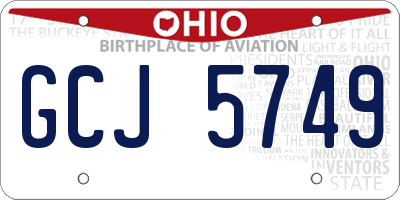 OH license plate GCJ5749